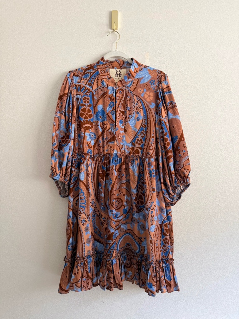 Figue Danica Dress in Paisley Mesa Brown boho-style mini dress Sz XL